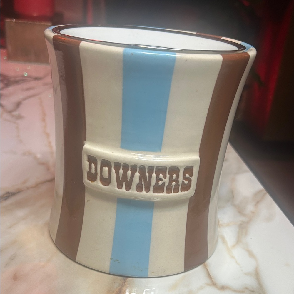 Jonathan Adler Striped Candle Holder with Brown and Blue